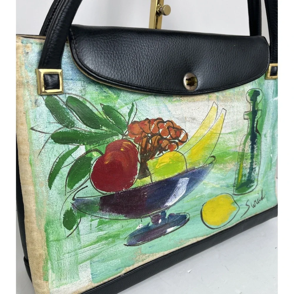 Vintage Jerry Terrence RARE Works of Art Collection Leather Handbag 1966 USA‎